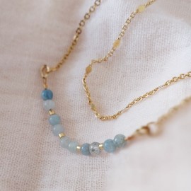Collier aigue marine double rang Océania - Aigue-marine bohème chic