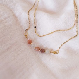 Collier pierre de lune double rang Lunaïa - Pierre de lune bohème chic