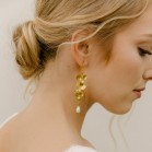 Boucles mariee fleurs et perle goutte "Bella"