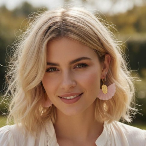 Boucles d'oreille bohèmes rose style latino - Bijou tendance Boucles d'oreille bohèmes rose style latino - Bijou tendance