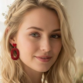 Boucles d'oreille maxi Ô coeurs rouge paillettes  - Bijou soirée