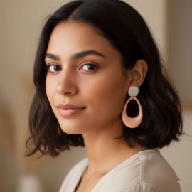 Boucles d'oreille bohèmes rose pêche  - Bijou tendance