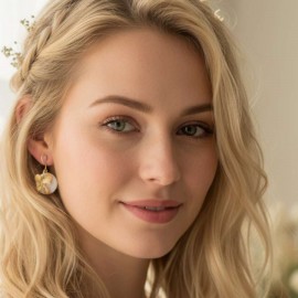 Boucles mariage fleur et nacre champêtre "Lucia" Bijou mariage 