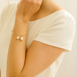 Bracelet mariée perles de culture jonc or ou argent "Isadora" bijoux mariée