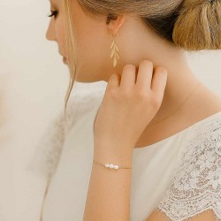 Bracelet mariage épuré perles argent ou or "Alessandra"  Bijou mariée