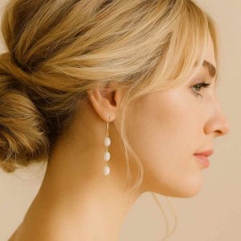 Boucles mariée pendantes bohèmes perles de culture "Elina" - bijou mariage 