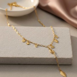 Collier Y lasso charms pendentifs doré "Naomi" - Bijou créateur