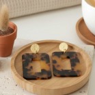 Boucles d'oreille léopard rectangle or - Bijou précieux