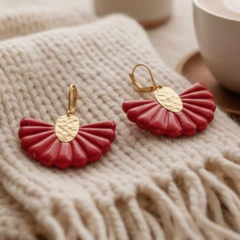 Boucles d'oreille bohèmes rouge style latino - Bijou tendance Boucles d'oreille bohèmes rouge style latino - Bijou tendance