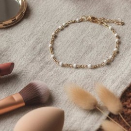 Bracelet fin petites perles blanc - Bijou précieux