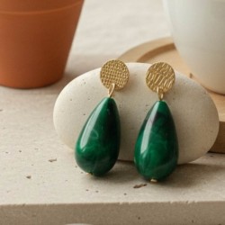 Boucles d'oreille perles goutte vertes - Bijou bohème tendance