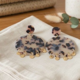 Boucles d'oreille bohèmes léopard et pampilles or - Bijou précieux