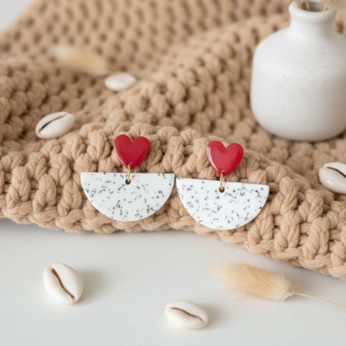 Boucles d'oreilles coeur & demie lune - Bijou tendance Boucles d'oreilles coeur & demie lune - Bijou tendance