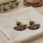 Boucles d'oreille géométriques léopard pendentif or - Bijou précieux