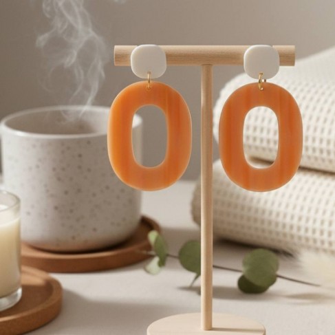 Boucles d'oreille maxi Ô abricot orange  - Bijou tendance Boucles d'oreille maxi Ô abricot orange  - Bijou tendance