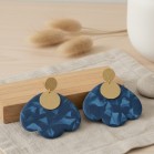 Boucles d'oreille pétales de fleur bleu  - Bijou tendance