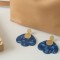 Boucles d'oreille pétales de fleur bleu  - Bijou tendance
