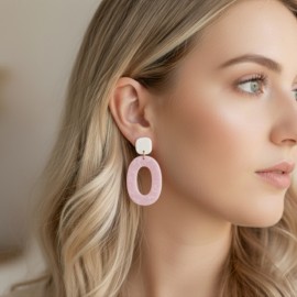 Boucles d'oreille maxi Ô rose pâle  - Bijou tendance