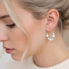 Boucles d'oreille créoles blanc et or - Bijou précieux