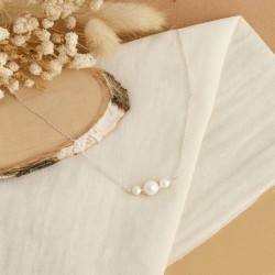 Collier mariée épuré perles argent ou or "Alessandra"  Bijou mariage personnalisable