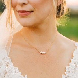 Collier mariée épuré perles argent ou or "Alessandra"  Bijou mariage personnalisable