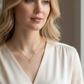Collier mariée simple pendentif coeur "St Valentin" - Bijou mariée