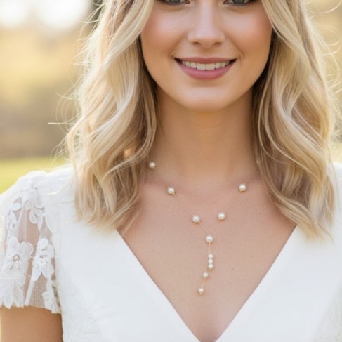 Collier de mariée perles original chic romantique 'Nelly'