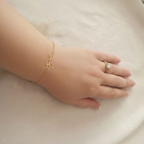 Bracelet mariée simple feuille ajourée "Neve"