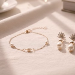 Bracelet mariée délicat perles grain de riz "Bergamote"  Bijoux mariage