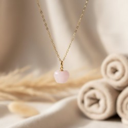 Collier quartz rose pendentif pomme "Lolita"- Bijou précieux