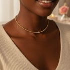 Collier Aura facette de bohême blanche et rocailles or - Bijou créateur