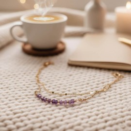 Collier améthystes double rang Amélia - Améthyste bohème chic