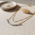 Collier aigue marine double rang Océania - Aigue-marine bohème chic