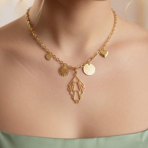 Collier charms pendentifs doré "Magdalena" - Bijou créateur