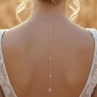 Collier dos nu Swarovski pendentif goutte de cristal  "Aubrey" - Bijou mariage