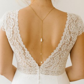 Collier de dos pour robe de mariée dos nu perle goutte  "Giulia"  Bijou mariage personnalisable