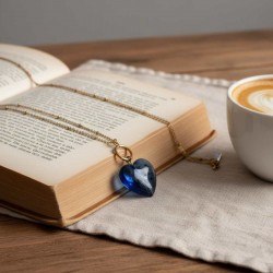 Collier pendentif coeur bleu "Souffle de Vénus"- Bijou bohème chic