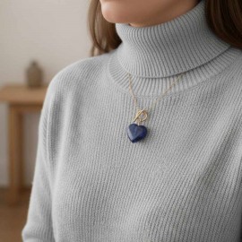 Collier pendentif coeur bleu "Souffle de Vénus"- Bijou bohème chic