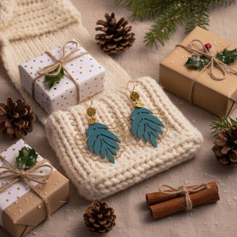 Boucles d'oreilles bohèmes feuille & éventail - Bijou tendance Boucles d'oreilles bohèmes feuille & éventail - Bijou tendance