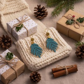 Boucles d'oreilles bohèmes feuille & éventail - Bijou tendance