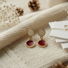 Boucles d'oreille discrètes rouge blanc or - Bijou précieux