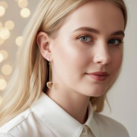 Boucles d'oreille pendantes coeur  - Bijou tendance