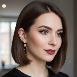 Boucles d'oreille vitrail rose blanc dore - Bijou précieux