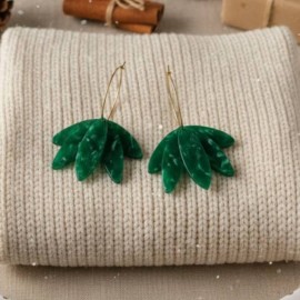 Créoles fleurs vertes originales - Boucles d'oreille bohèmes