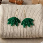 Créoles fleurs vertes originales - Boucles d'oreille bohèmes