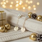 Boucles d'oreilles pendantes zircons sertis dorées - Bijou précieux