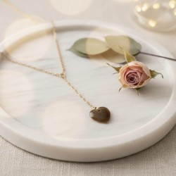 Collier en Y coeur vert kaki en émail - Bijou minimaliste