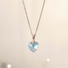 Collier Swarovski pendentif coeur bleu - Bijou précieux 