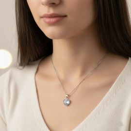 Collier Swarovski pendentif coeur bleu - Bijou précieux 