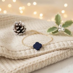 Bracelet porte-bonheur trèfle bleu marine - Bijou fin